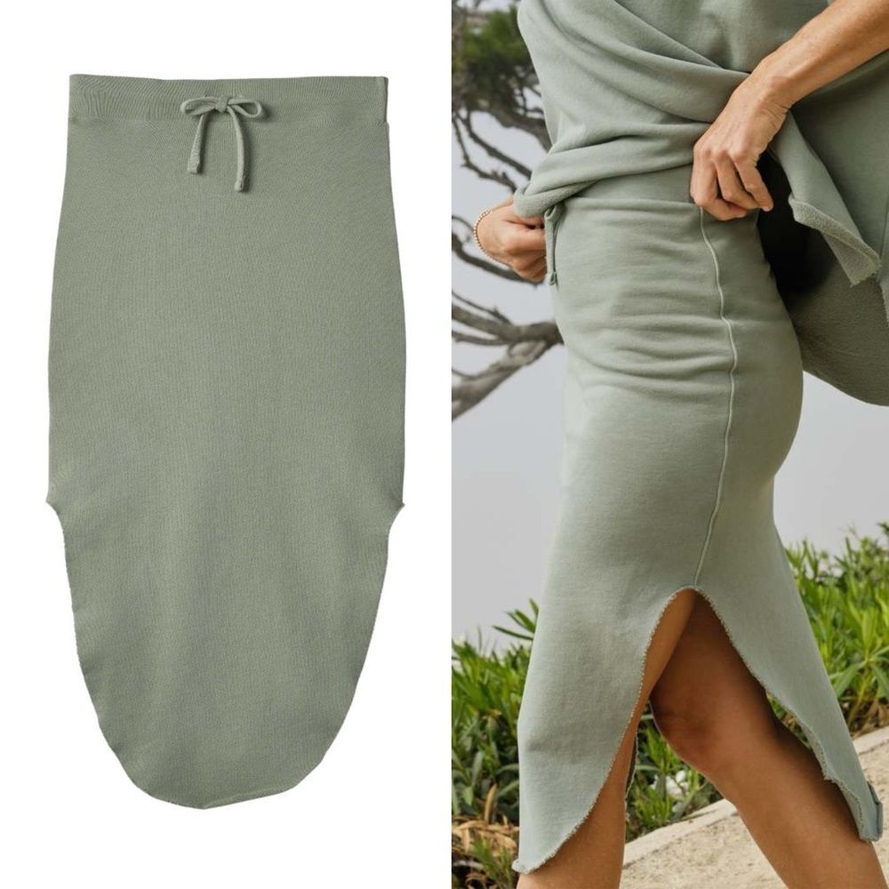 FRANK & EILEEN Donegal Unforgettable Skirt S Sage Green High Low Midi